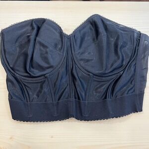 Dominique Bustier Womens 44D Black Longline Strapless Boned Shapewear Support